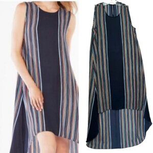 BCBGMAXAZRIA MCKAYLA Dress Striped High Low Lightweight Sleeveless Maxi Midi Top